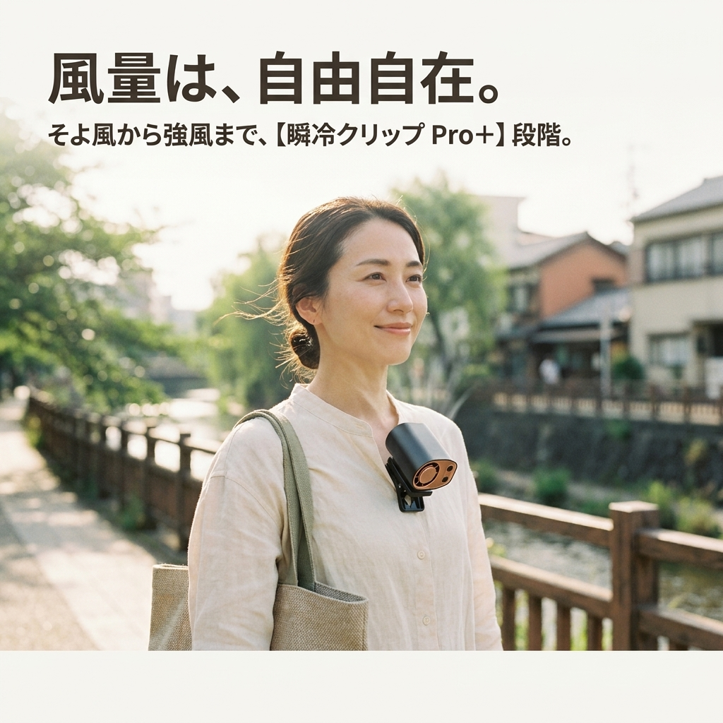 【2026最新モデル】瞬冷クリップ Pro+|冷却プレート搭載で3秒ひんやり・手持ち/首掛け/卓上の3WAYハンディファン