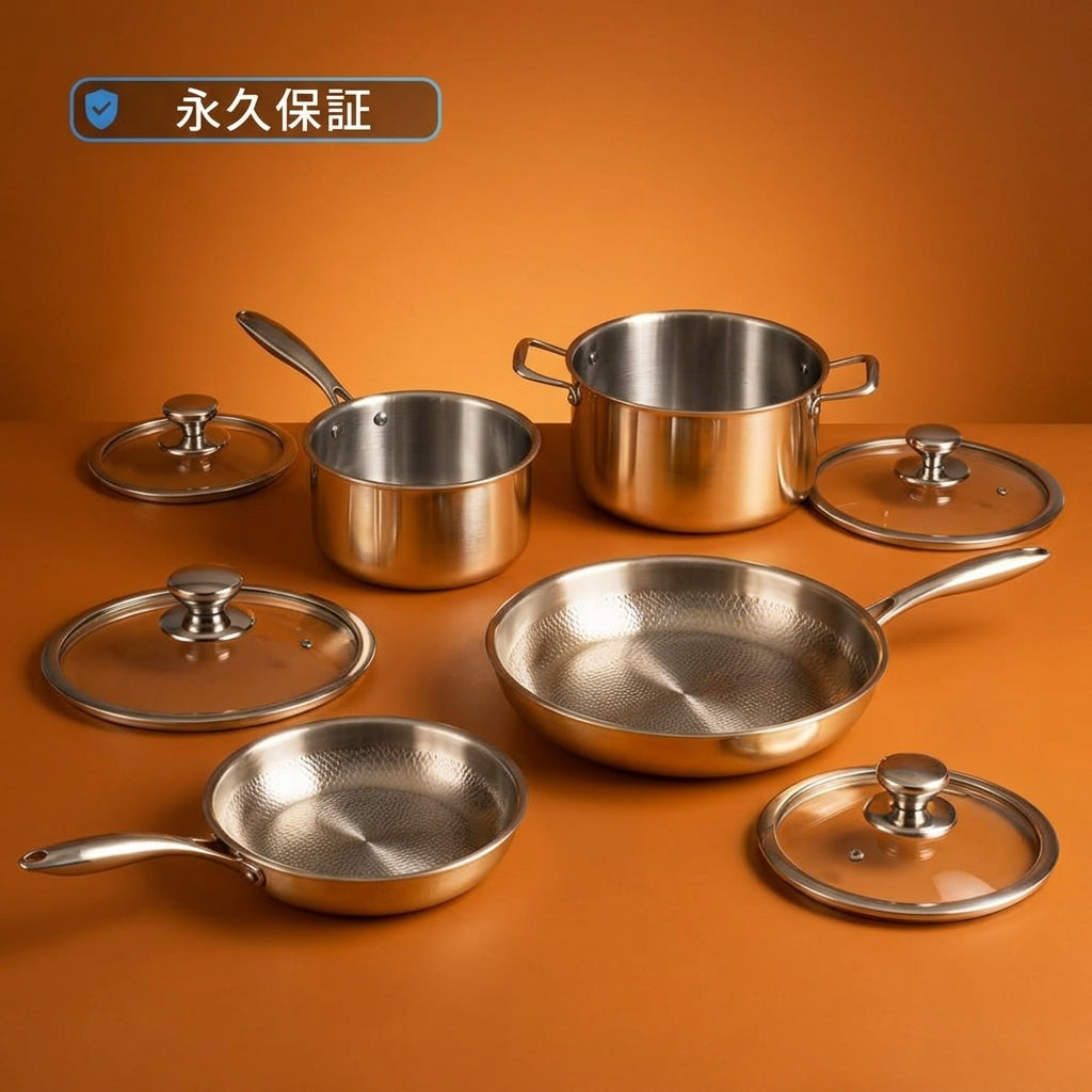 Okibi 純チタン鍋・フライパン8点セット™｜台所ごと、入れ替える