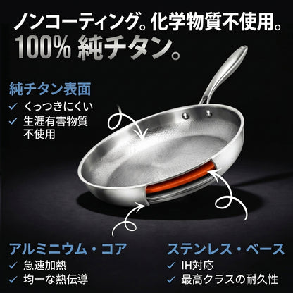 Okibi有害物質フリーの料理に、純チタン100%フライパン