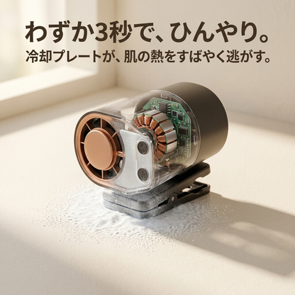 【2026最新モデル】瞬冷クリップ Pro＋｜冷却プレート搭載で3秒ひんやり・手持ち／首掛け／卓上の3WAYハンディファン