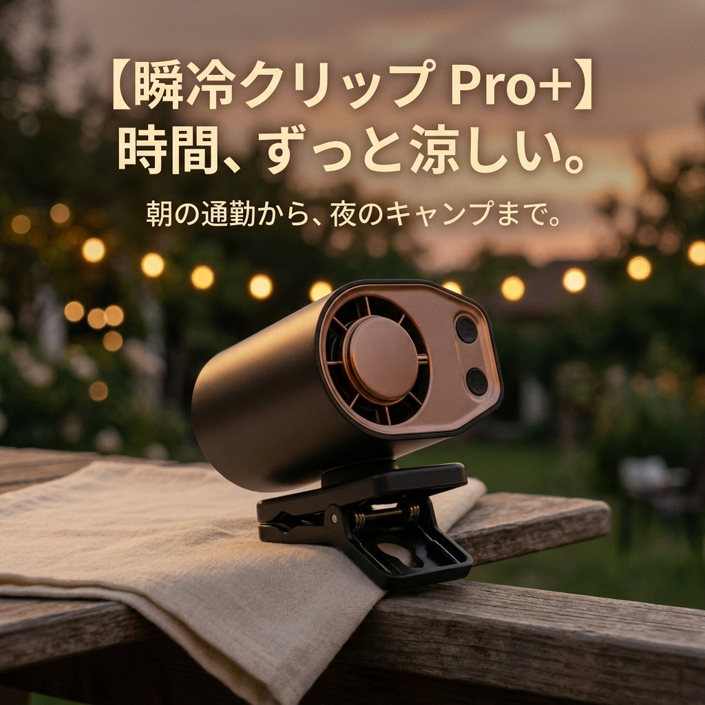 【2026最新モデル】瞬冷クリップ Pro＋｜冷却プレート搭載で3秒ひんやり・手持ち／首掛け／卓上の3WAYハンディファン