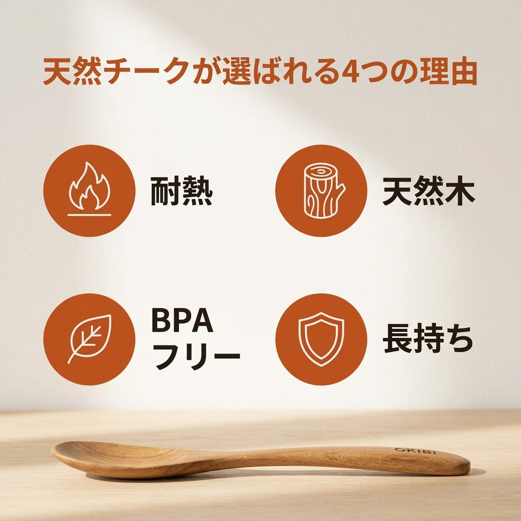 Okibi 木灯チーク™｜そろそろ、脱プラ。天然チーク 木製キッチンツール 7点セット